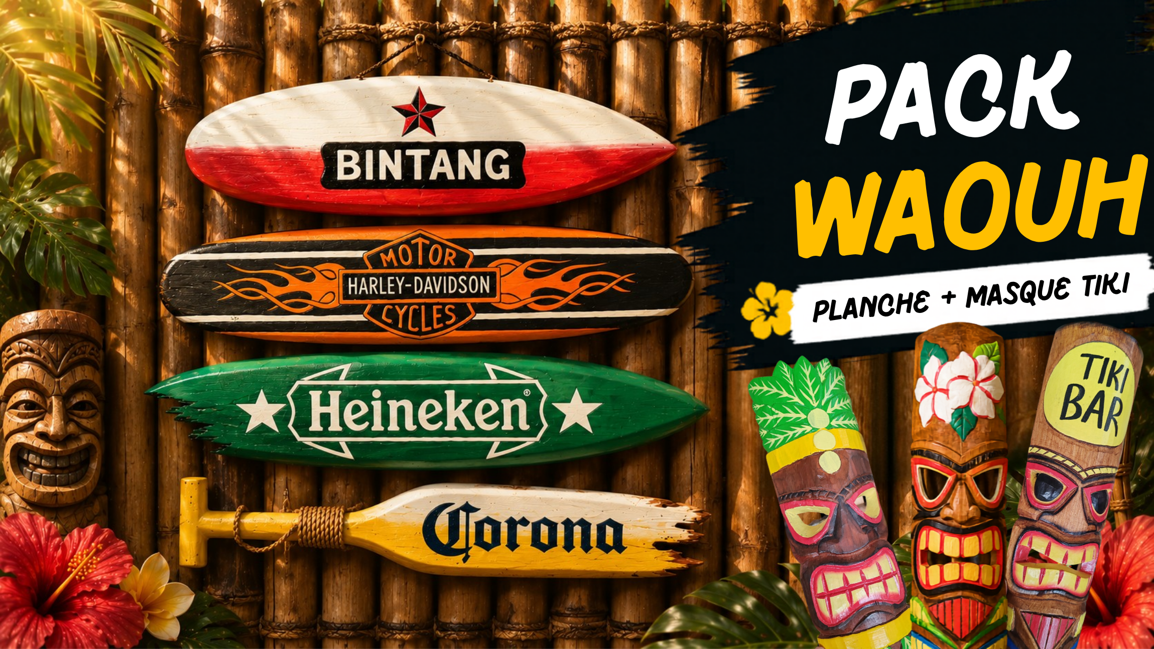 Pack Fête des Pères — Planche + Masque Tiki Mystère
